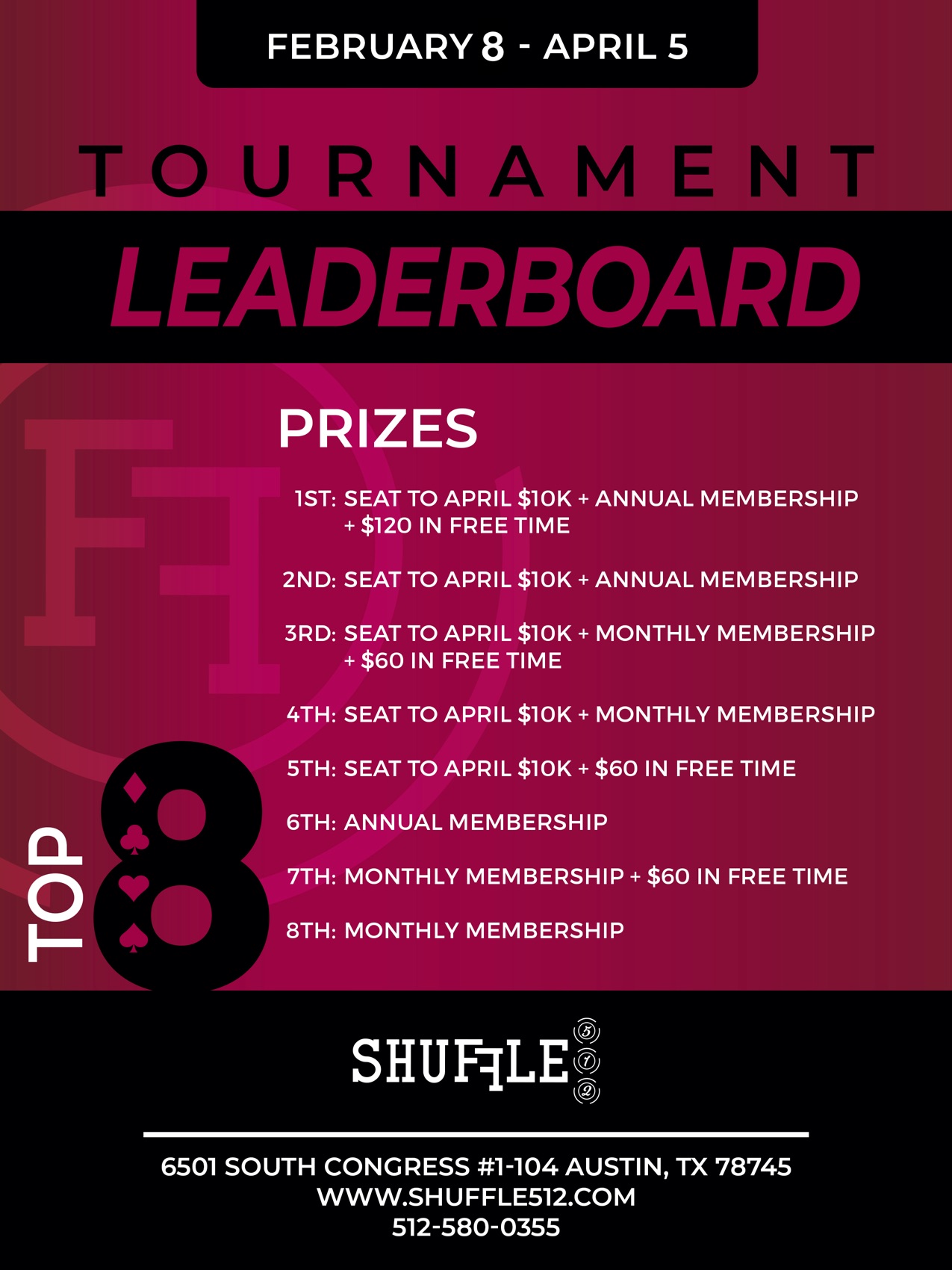 Shuffle 512 Tournament Leaderboard spring 2023 flyer copy