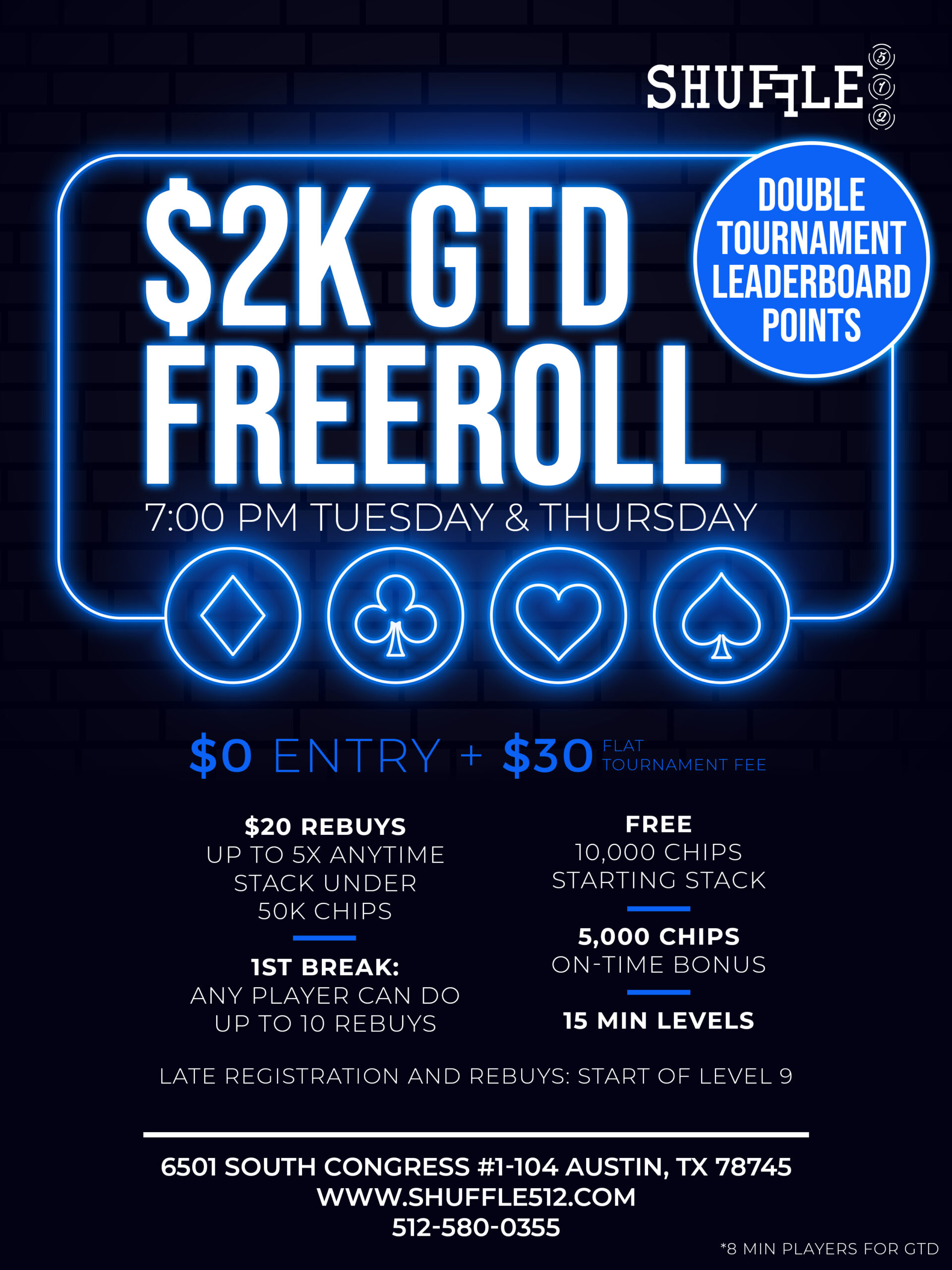 Shuffle 512 2K GTD Freeroll Tues Thurs