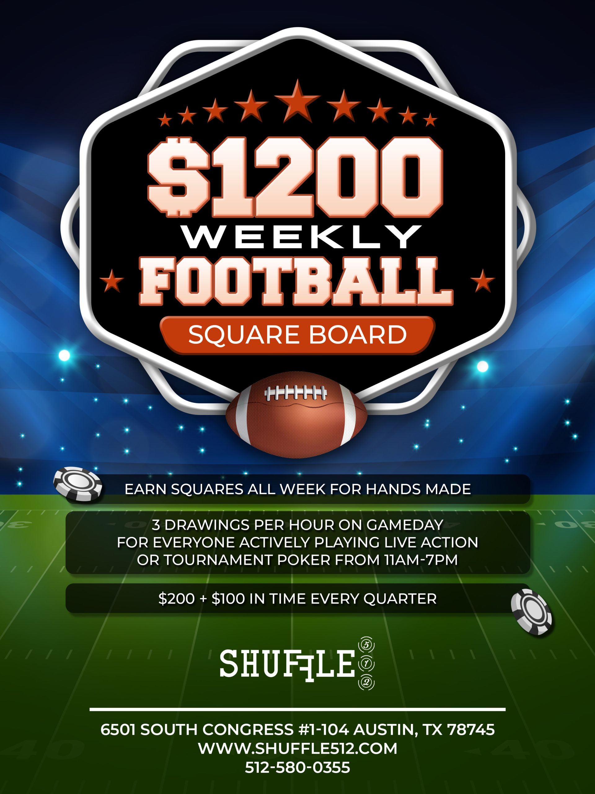 Shuffle 512 $1200 Weekly Football Square Board